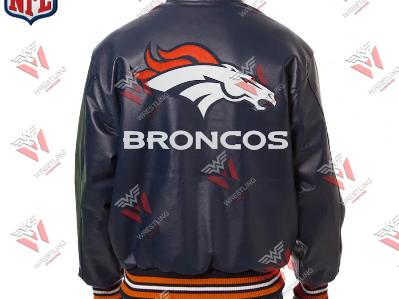 Men's Denver Broncos Navy Leather NFL Jacket