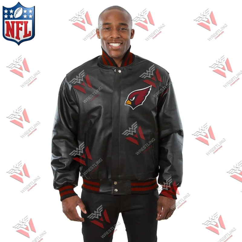 Men's Arizona Cardinals Black Leather NFL Jacket