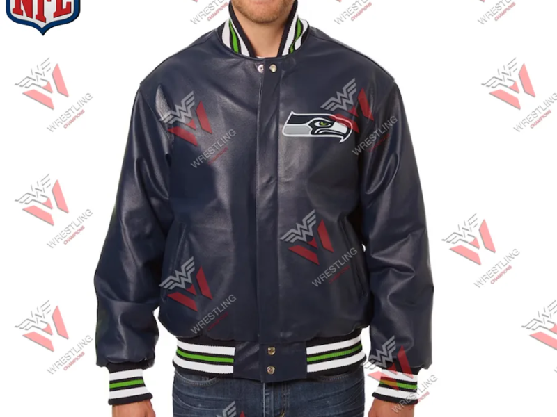 Men's Seattle Seahawks Navy Leather NFL Jacket