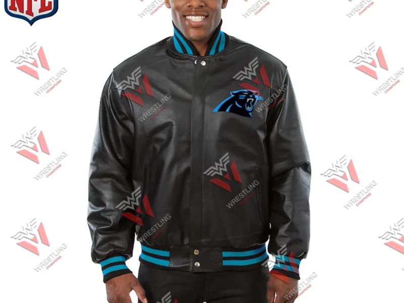 Men's Carolina Panthers Black NFL Leather Jacket