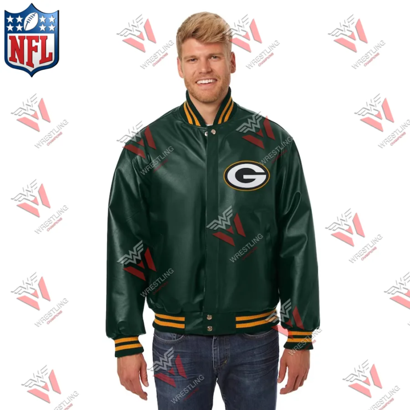 Men's Green Bay Packers Green Leather Jacket