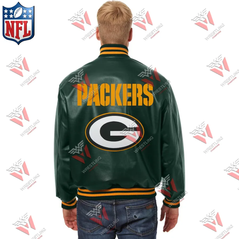 Men's Green Bay Packers Green Leather Jacket